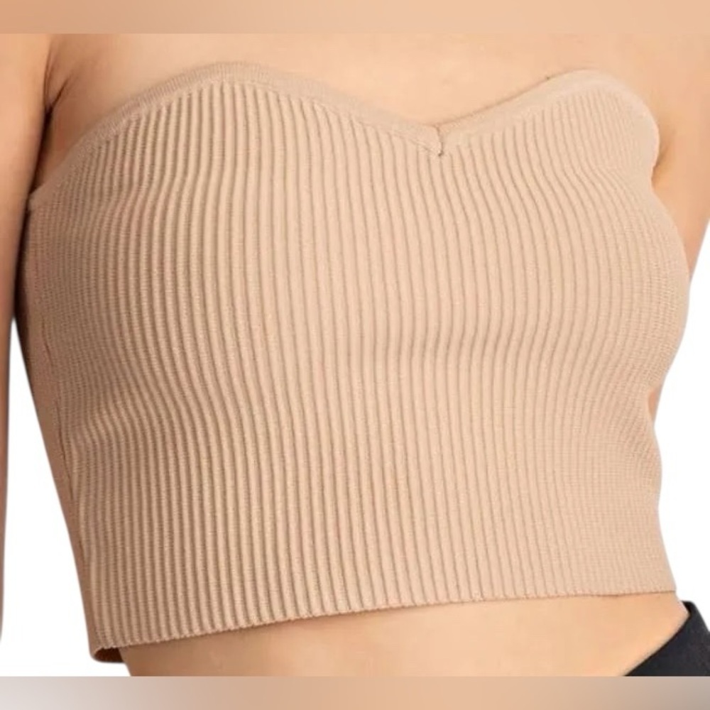 Aritzia Babaton Sculpt Knit Sweetheart Tube Top Matte Pearl 2XS